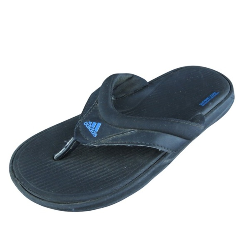 adidas Boys Flip Flop Shoes Sz Y 2‎ Medium Sandal Black Synthetic Slip On